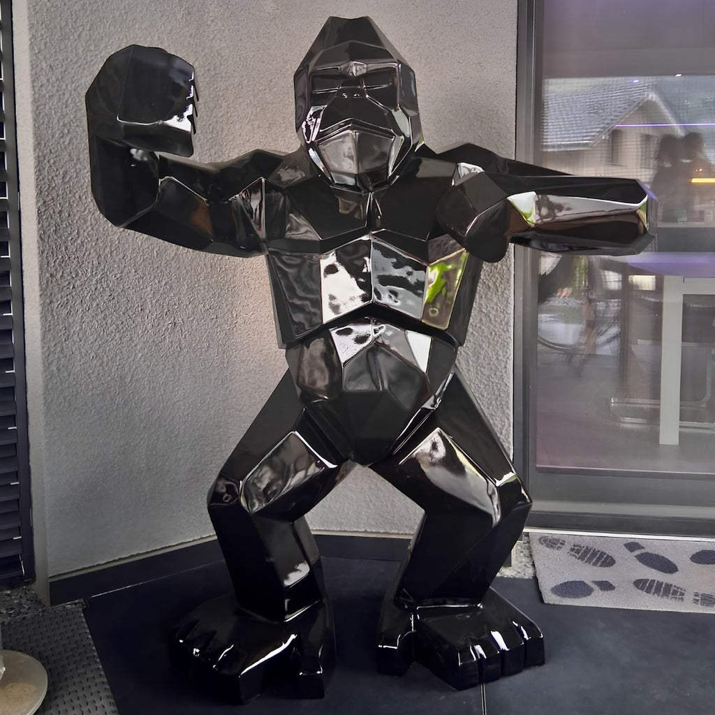 Gorille origami “Noir Onyx” — Sculpture signature H150 cm