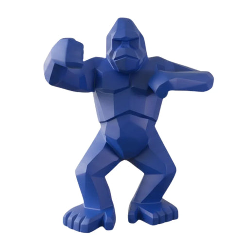 Sculpture gorille origami bleu satiné Kongari Collection, édition limitée, sur fond blanc