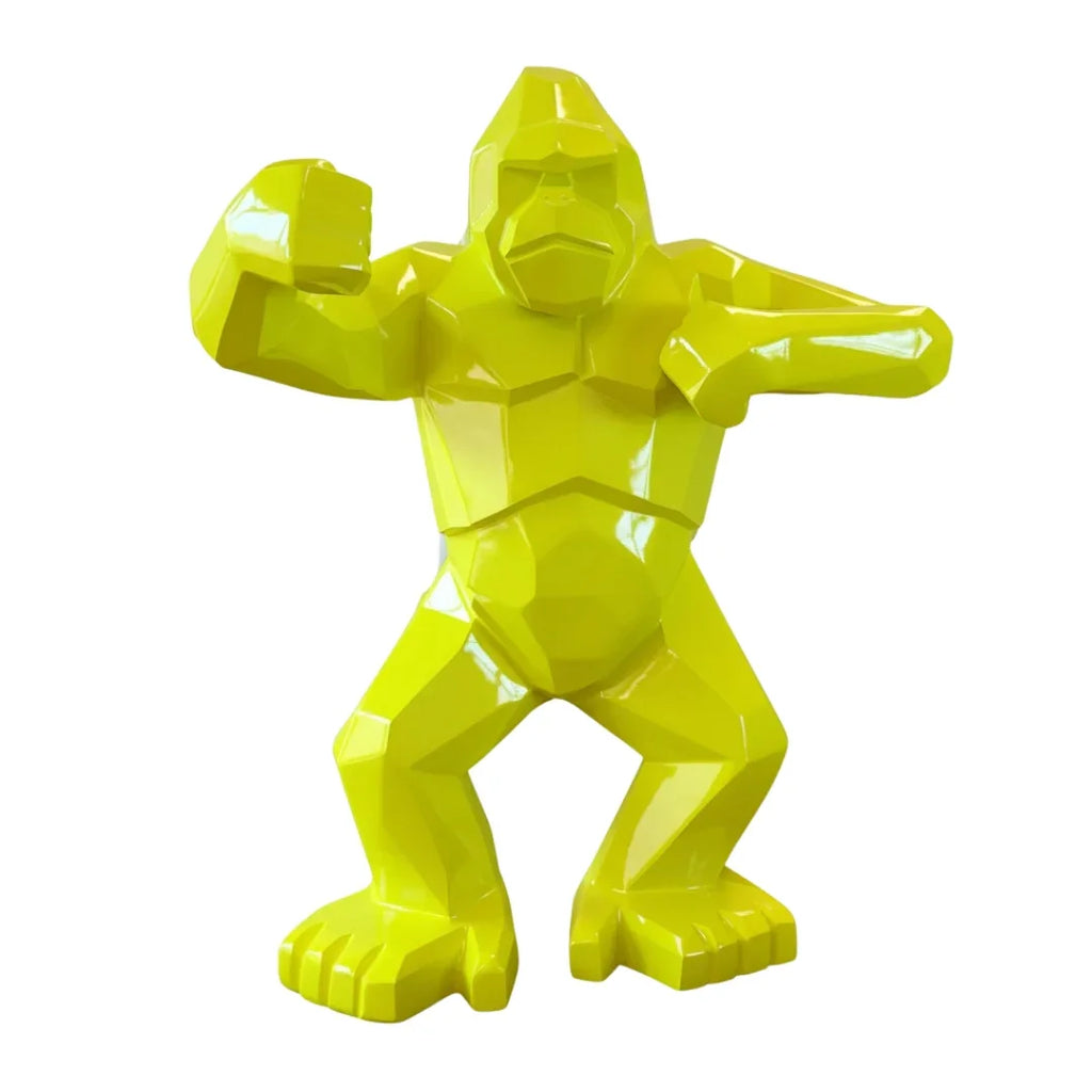 Sculpture gorille origami jaune brillant Kongari Collection, finition laquée, édition limitée