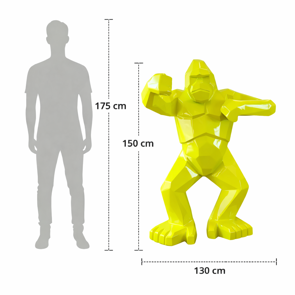 Gorille origami “Jaune Helios” — Sculpture signature H150 cm