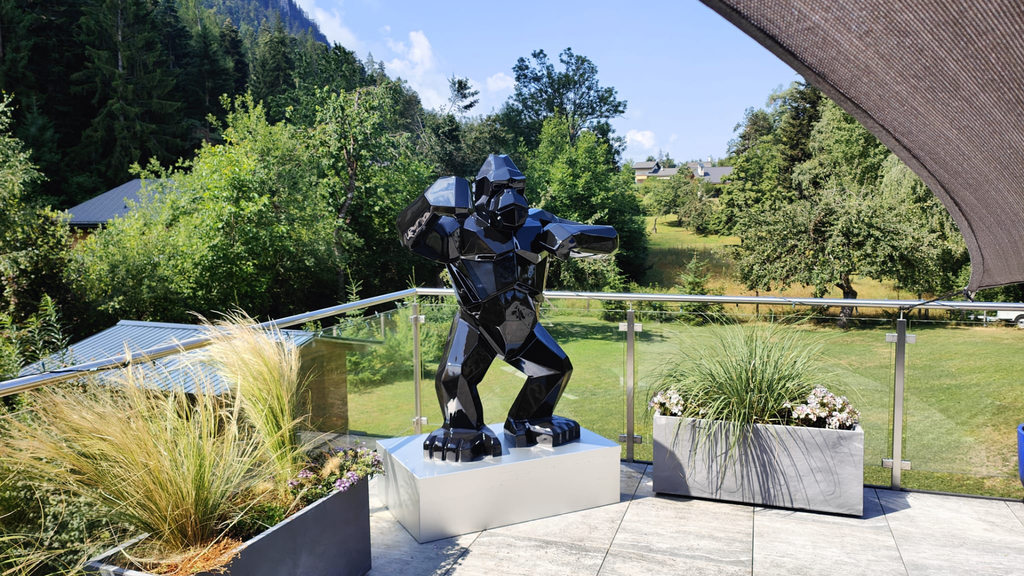 Gorille origami “Noir Onyx” — Sculpture signature H150 cm
