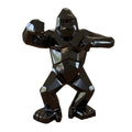 Sculpture gorille origami noir brillant Kongari Collection, finition laque haute brillance