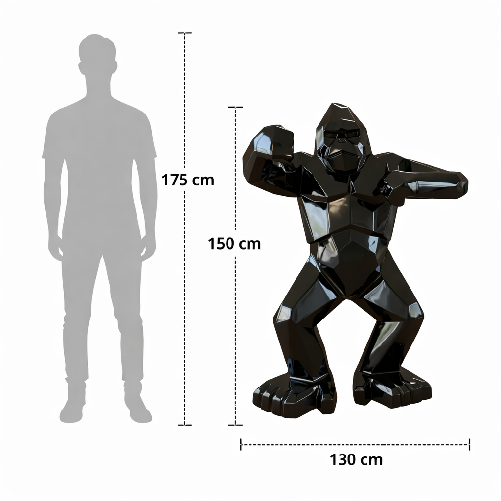 "Onyx Black" Origami Gorilla — Signature Sculpture H150 cm