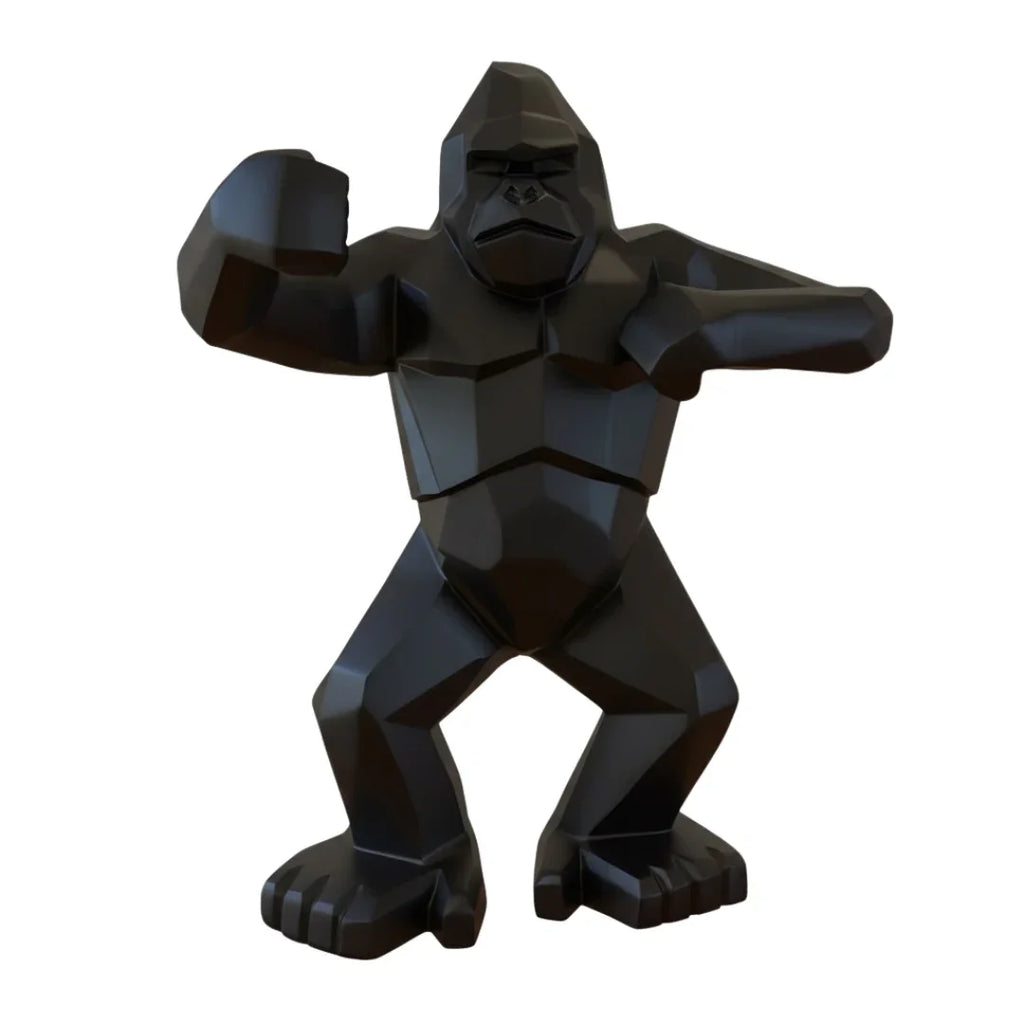 Sculpture gorille origami noir satiné Kongari Collection sur fond blanc