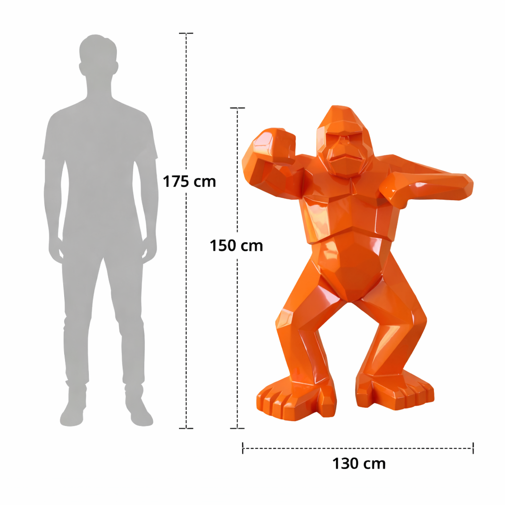 Gorille origami “Orange Fusion” — Sculpture signature H150 cm