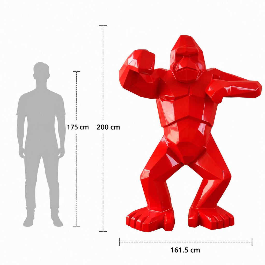 Kongari-collection-Rouge-Helvete-Laque-haute-brillance_hauteur_gorille_H200cm_vs_silouhette_personne_c5063d5b-f09d-425c-b99c-bbe05fc5f700