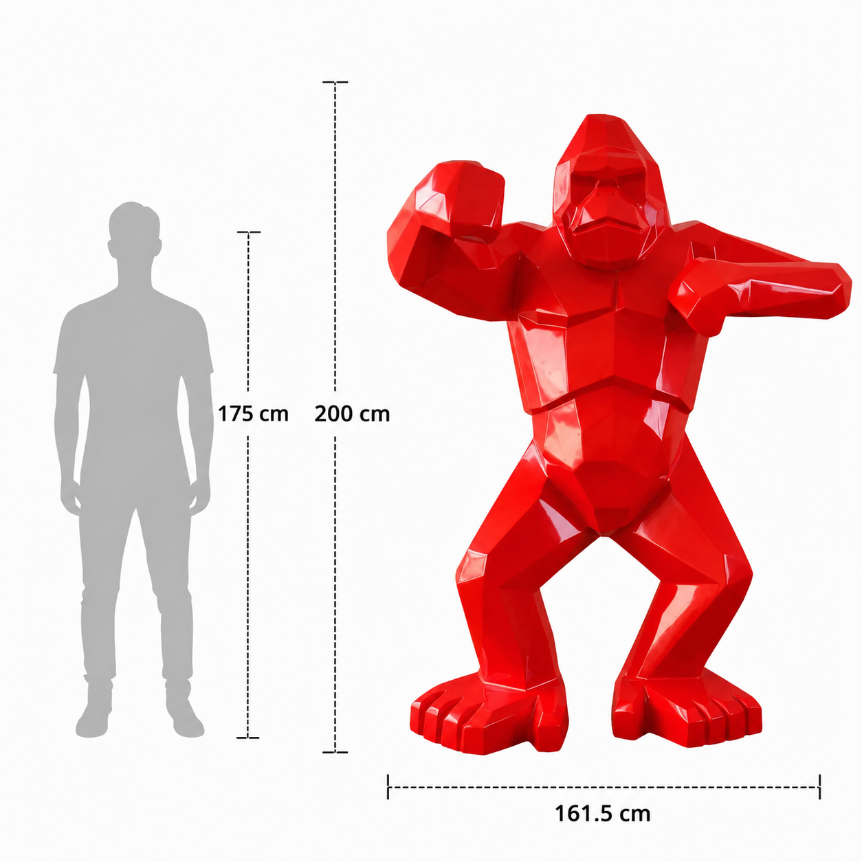 Kongari-collection-Rouge-Helvete-Laque-haute-brillance_hauteur_gorille_H200cm_vs_silouhette_personne_c5063d5b-f09d-425c-b99c-bbe05fc5f700
