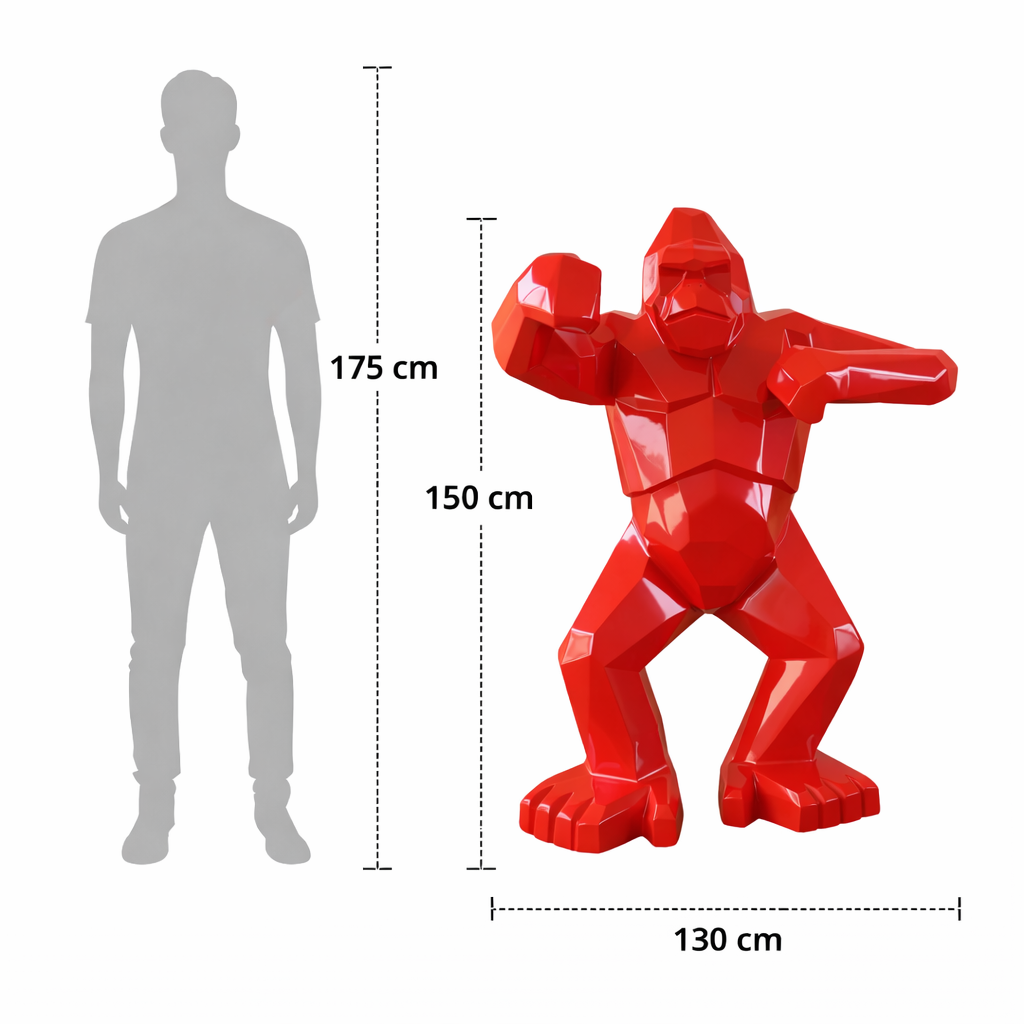 Gorille origami “Rouge Helvete” — Sculpture signature H150 cm